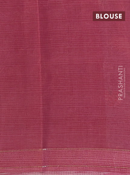 Chanderi silk cotton saree lavender shade and pink with allover floral prints and woven border