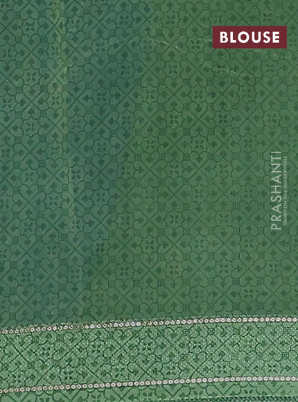Chanderi silk cotton saree blue shade and green with allover floral prints and woven border