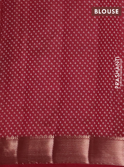 Semi raw silk saree maroon with allover butta prints and zari woven border
