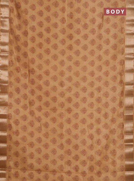 Semi raw silk saree sandal with allover butta prints and zari woven border