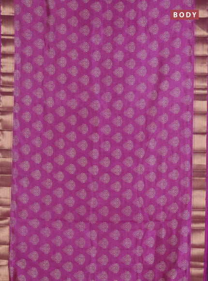 Semi raw silk saree lavender with allover butta prints and zari woven border