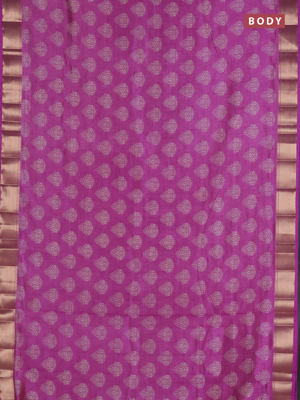 Semi raw silk saree lavender with allover butta prints and zari woven border