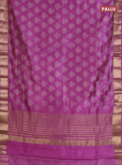 Semi raw silk saree lavender with allover butta prints and zari woven border