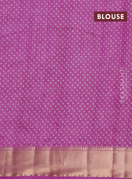 Semi raw silk saree lavender with allover butta prints and zari woven border