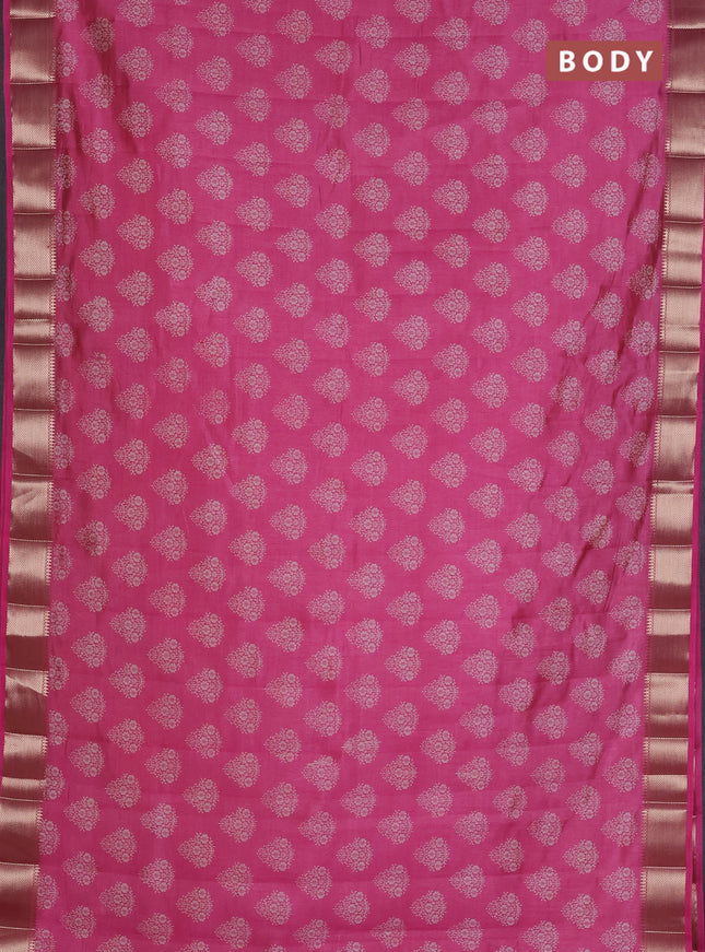 Semi raw silk saree pink with allover butta prints and zari woven border
