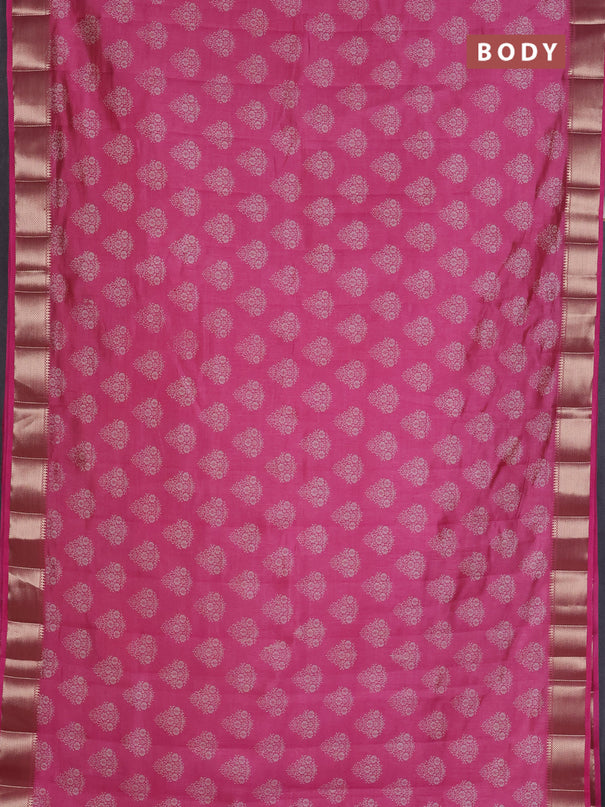 Semi raw silk saree pink with allover butta prints and zari woven border