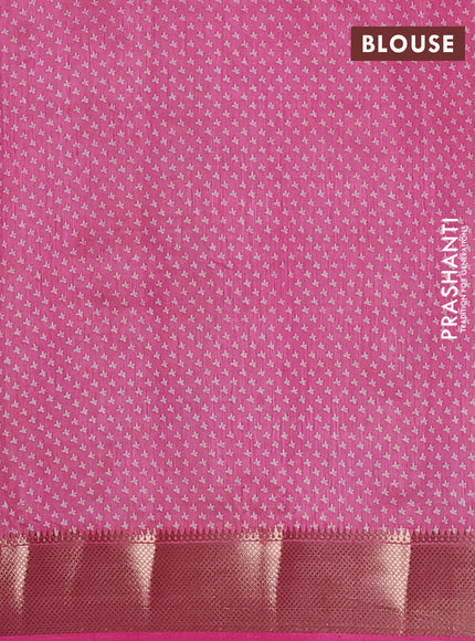 Semi raw silk saree pink with allover butta prints and zari woven border