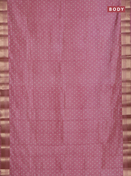 Semi raw silk saree mauve pink with allover butta prints and zari woven border