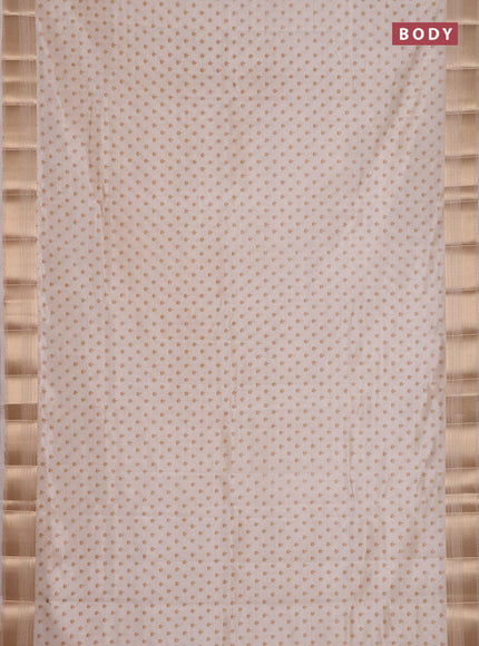 Semi raw silk saree cream with allover butta prints and zari woven border