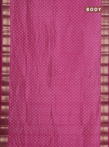 Semi raw silk saree pink with allover butta prints and zari woven border