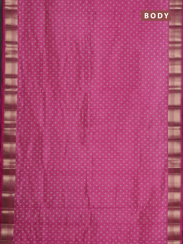 Semi raw silk saree pink with allover butta prints and zari woven border