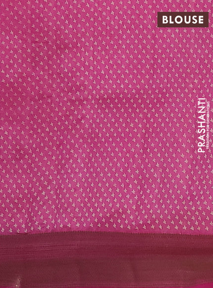 Semi raw silk saree pink with allover butta prints and zari woven border