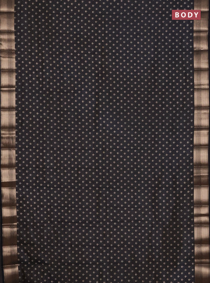 Semi raw silk saree black with allover butta prints and zari woven border