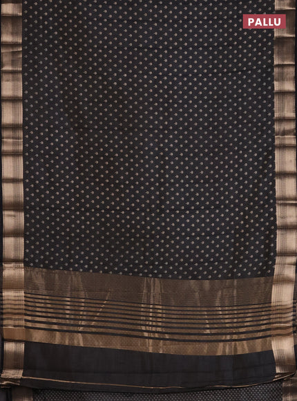 Semi raw silk saree black with allover butta prints and zari woven border