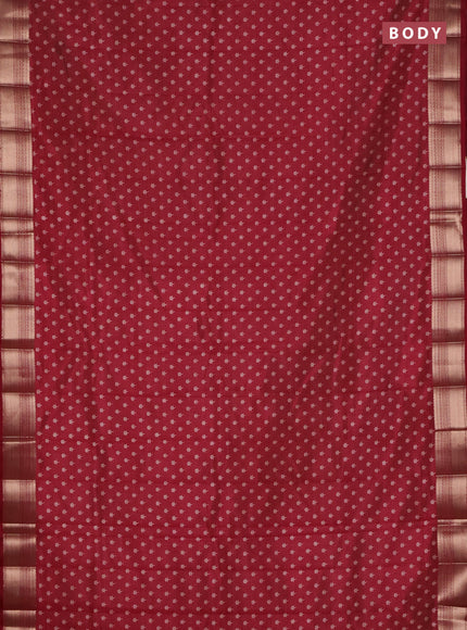 Semi raw silk saree maroon with allover butta prints and zari woven border