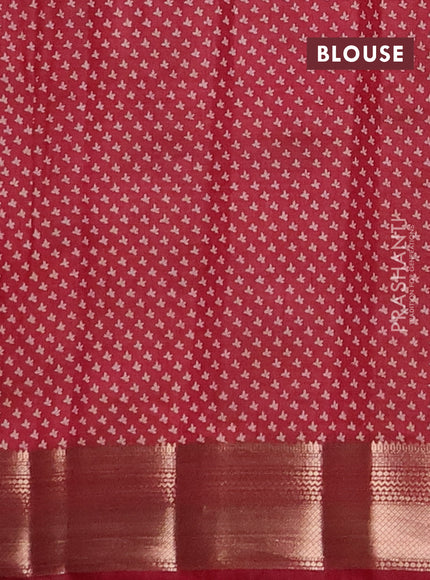 Semi raw silk saree maroon with allover butta prints and zari woven border