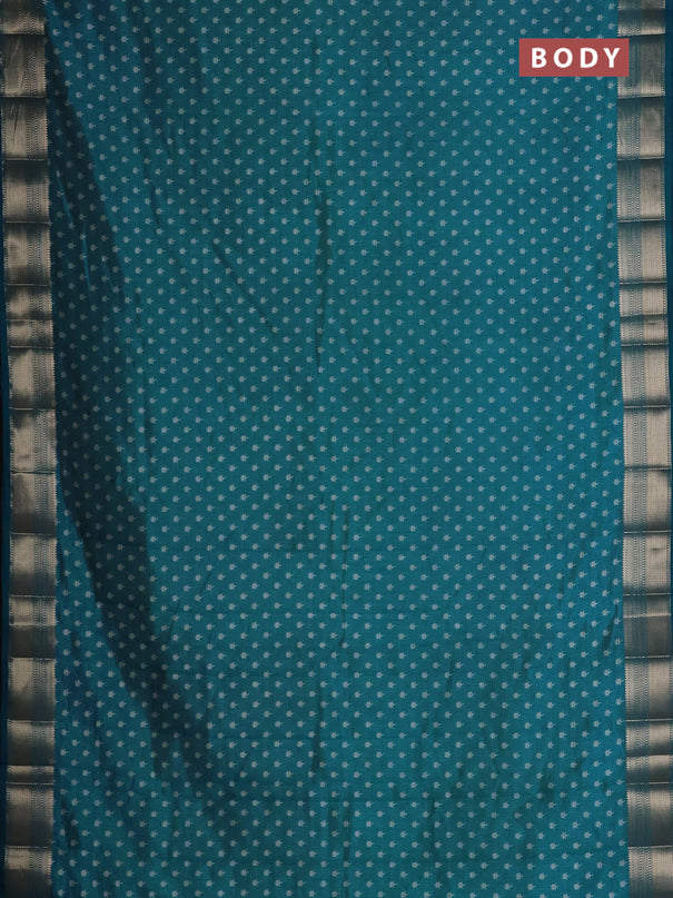 Semi raw silk saree cs blue with allover butta prints and zari woven border