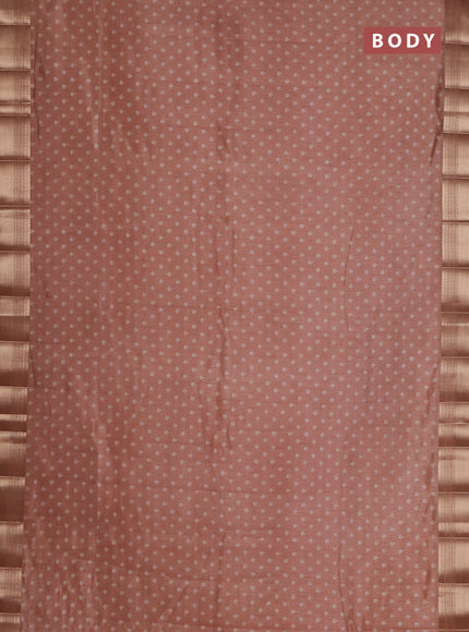 Semi raw silk saree pastel peach with allover butta prints and zari woven border