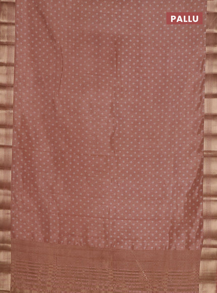 Semi raw silk saree pastel peach with allover butta prints and zari woven border