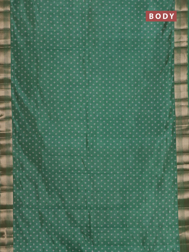 Semi raw silk saree light green with allover butta prints and zari woven border