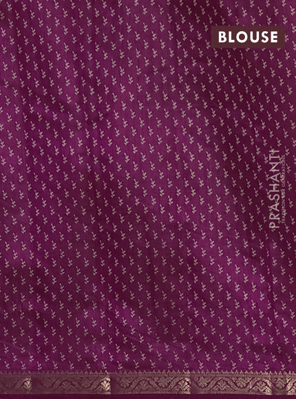 Semi raw silk saree deep purple with allover butta prints and zari woven border