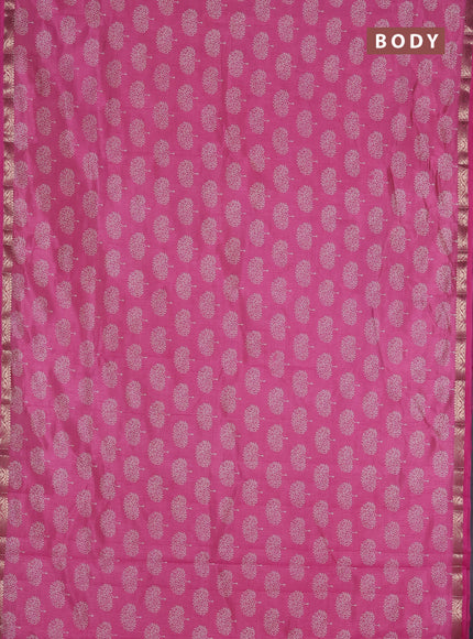 Semi raw silk saree pink with allover butta prints and zari woven border