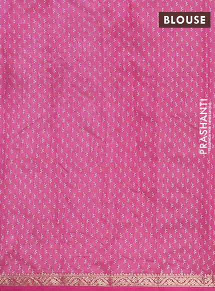 Semi raw silk saree pink with allover butta prints and zari woven border