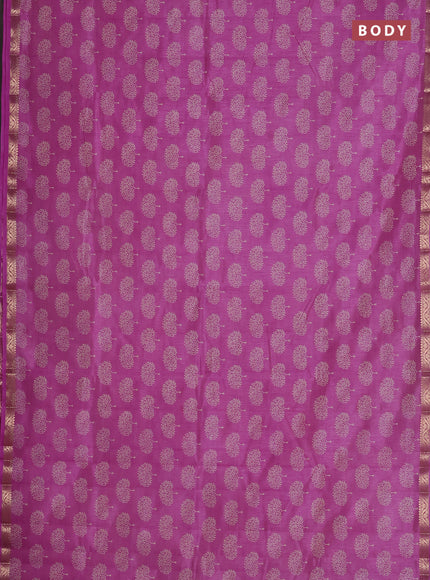 Semi raw silk saree lavender with allover butta prints and zari woven border