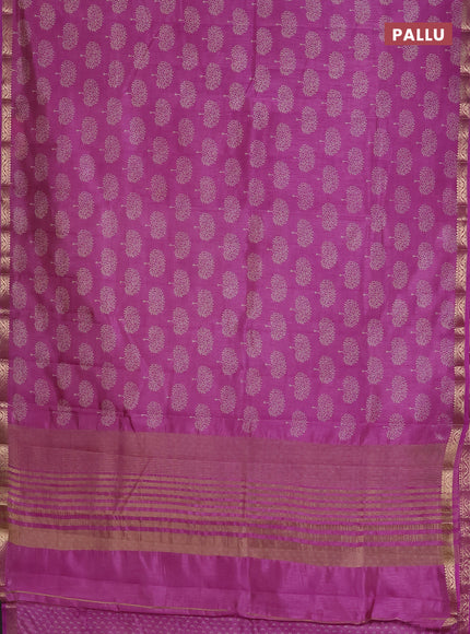 Semi raw silk saree lavender with allover butta prints and zari woven border