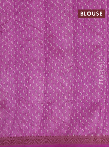 Semi raw silk saree lavender with allover butta prints and zari woven border