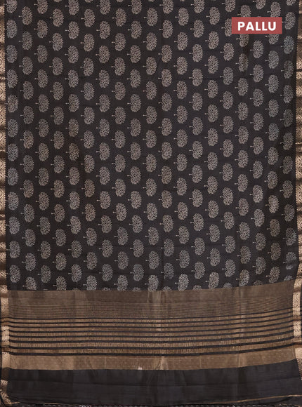 Semi raw silk saree black with allover butta prints and zari woven border