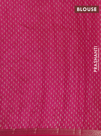 Semi raw silk saree dark pink with allover butta prints and zari woven border