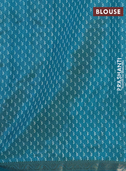 Semi raw silk saree cs blue with allover butta prints and zari woven border