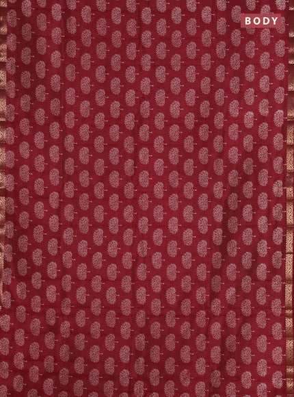 Semi raw silk saree maroon with allover butta prints and zari woven border