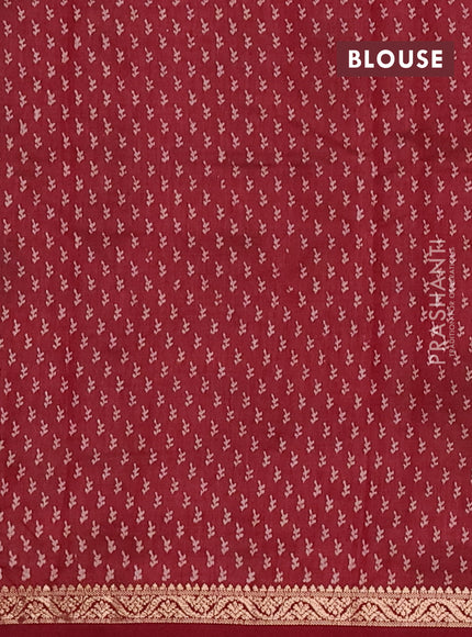Semi raw silk saree maroon with allover butta prints and zari woven border