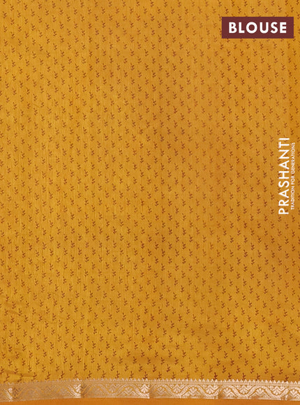 Semi raw silk saree mustard yellow with allover butta prints and zari woven border