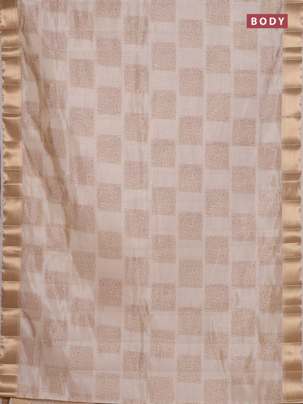 Semi raw silk saree cream with allover box type butta prints and zari woven border