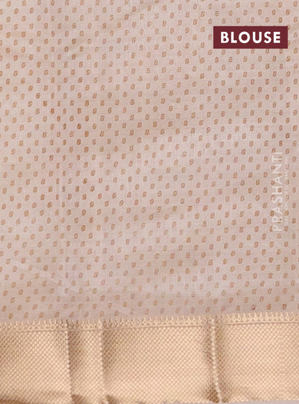 Semi raw silk saree cream with allover box type butta prints and zari woven border