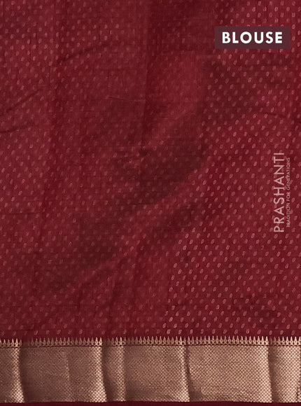Semi raw silk saree maroon with allover box type butta prints and zari woven border