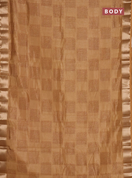Semi raw silk saree sandal with allover box type butta prints and zari woven border