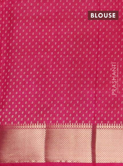 Semi raw silk saree dark pink with allover box type butta prints and zari woven border