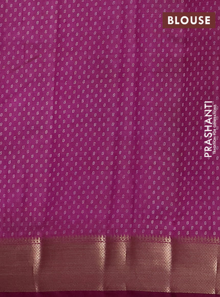Semi raw silk saree deep purple with allover box type butta prints and zari woven border