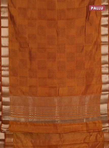 Semi raw silk saree mustard yellow with allover box type butta prints and zari woven border