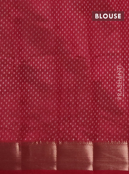 Semi raw silk saree maroon with allover box type butta prints and zari woven border