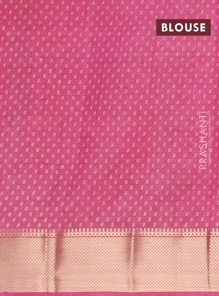 Semi raw silk saree pink with allover box type butta prints and zari woven border