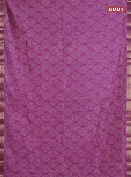 Semi raw silk saree purple with allover geometric prints and zari woven border