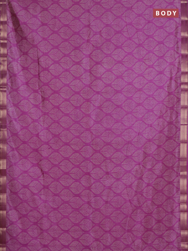 Semi raw silk saree purple with allover geometric prints and zari woven border