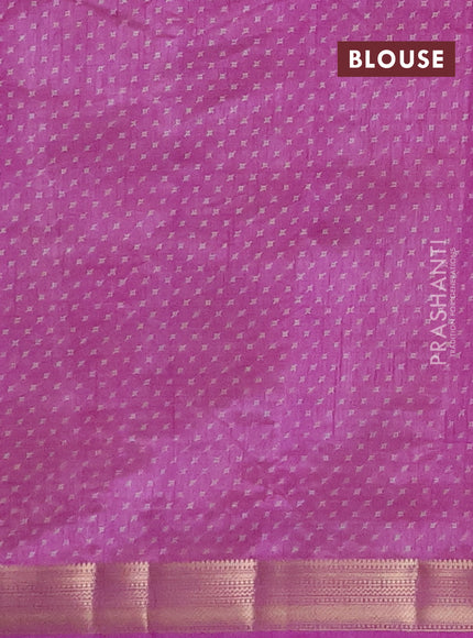 Semi raw silk saree purple with allover geometric prints and zari woven border