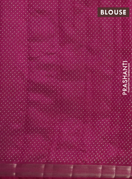 Semi raw silk saree dark pink with allover geometric prints and zari woven border