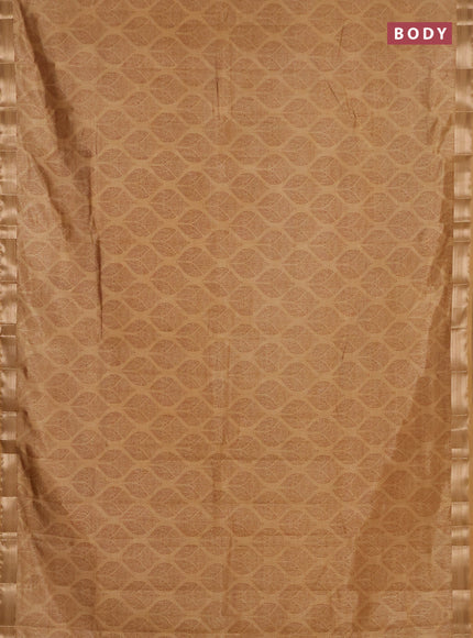 Semi raw silk saree sandal with allover geometric prints and zari woven border